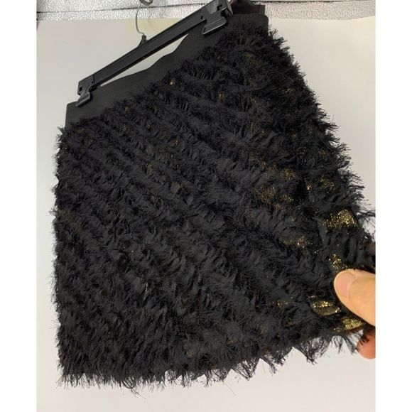 Women’s guess mini skirt medium elastic fringe texture 5602 black - Picture 3 of 6